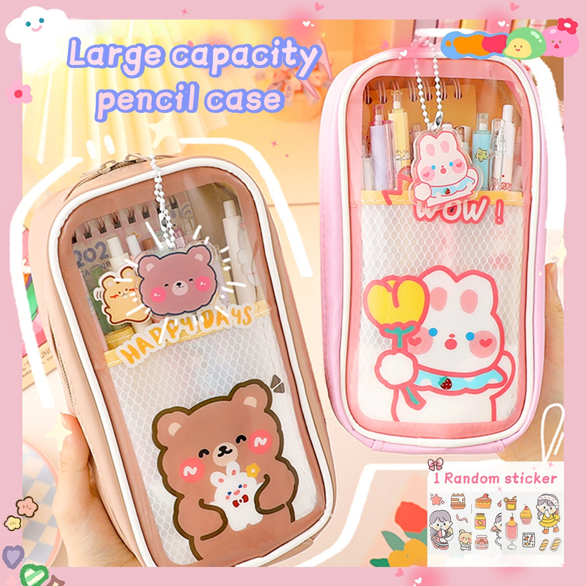 Kawaii Transparent Pen Case